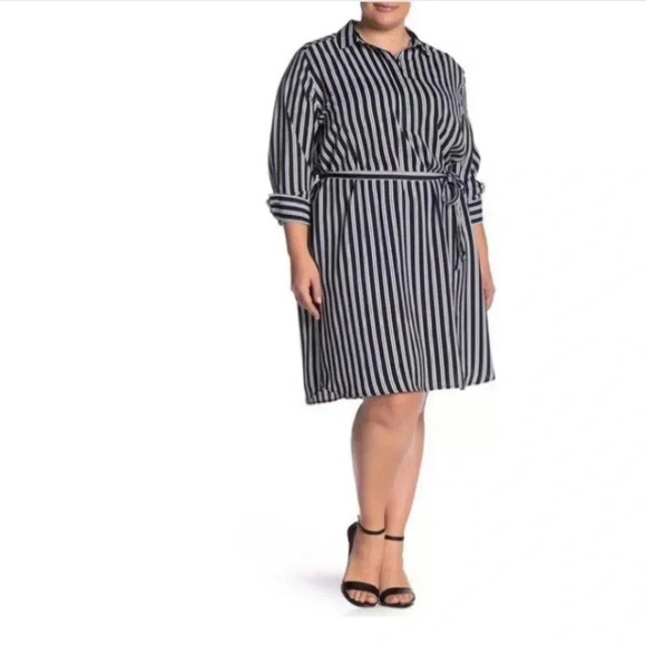 Joe Fresh Striped Button Long Sleeve Dress 2X - Picture 1 of 9